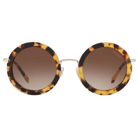 miu miu round tortoise sunglasses|Miu Miu Gold Tortoise Round Purple Frame / Purple Gradient .